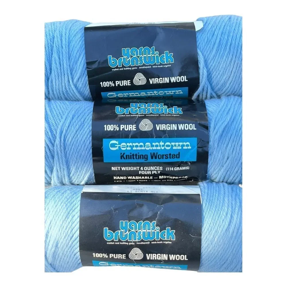 Vintage Yarns Brunswick Germantown virgin wool yarn blue NOS